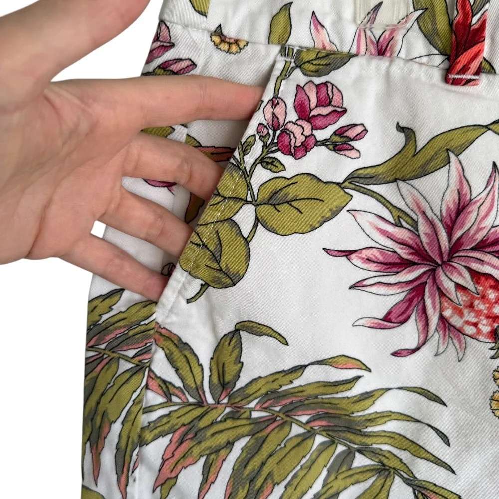 LOFT Outlet White Tropical Print Floral Ladies 4